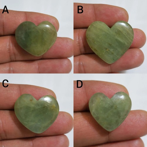 Ultimate Green Aquamarine Heart Shape Cabochon Loose Gemstone For Jewelry Making - Picture 7 of 13