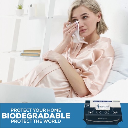 70 x Wet Wipes for Adults | 34x20cm | Extra Large with Aloe Vera | Biodegradable - Picture 6 of 7