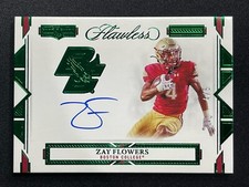 JERSEY #4 /5 ZAY FLOWERS EMERALD ROOKIE ON CARD AUTO AUTOGRAPH 2023 FLAWLESS RC