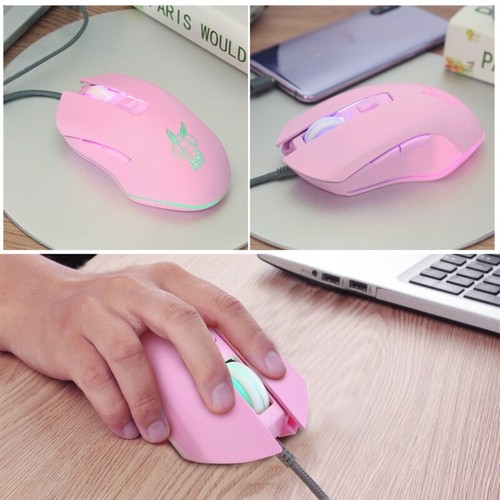 Pink Rabbit USB C LED Mouse 2400DPI Type C Wired Mouse for MacBook Laptop Tablet - Picture 5 of 12