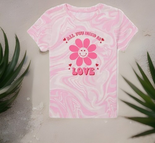 WONDER NATION Size XXL (18) Pink Tie Dye “All You Need Is Love” T-Shirt NEW TAGS