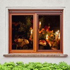 3D Leaf Candle B708 Window Film Print Sticker Cling Stained Glass UV Block Zoe