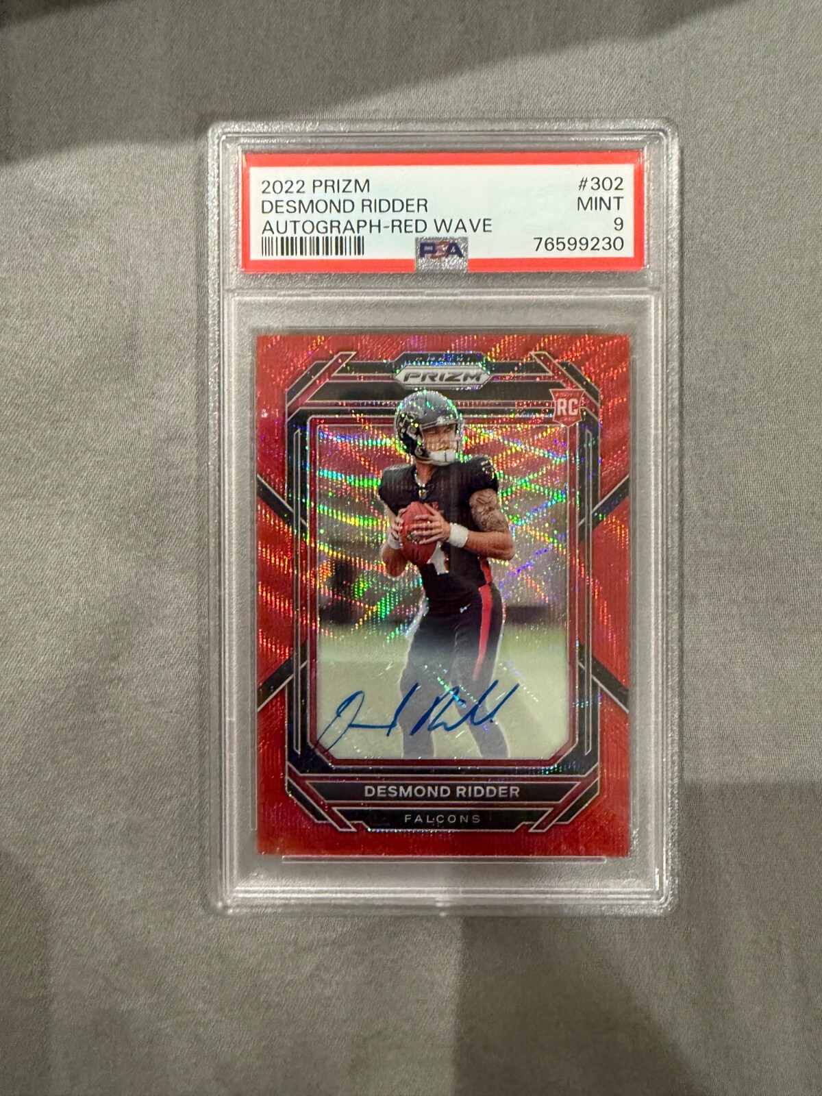 2022 Panini Red Wave Prizm #302 Desmond Ridder RC Rookie AUTO /149 PSA 9