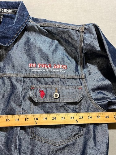 US Polo ASSN Jacket Trucker Adult Large Blue Denim Long Sleeve Button Oversized - Picture 9 of 11