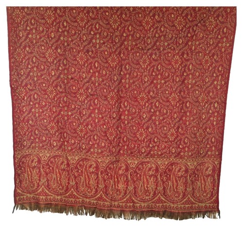 Throw/Shawl | Yak + Sheep Wool Blend | Nepal |Handmade | Paisley Design| Red` - Picture 4 of 5