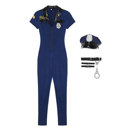 Mens Fancy Dress Cop Uniform Policeman Masquerade Costume Set Jumpsuit Outfits - Picture 16 of 72