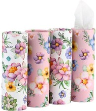 Car Tissues Holder with Facial Tissues - 4 PK - Travel Tissue Tubes Box