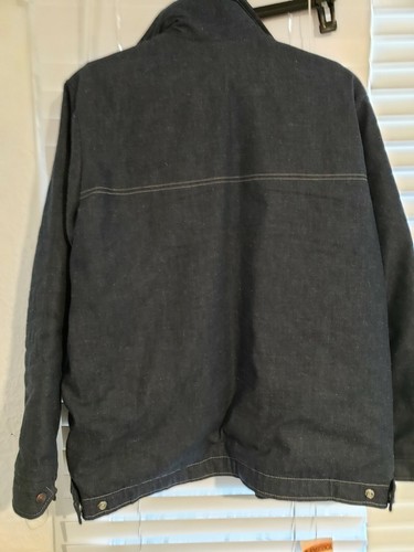 Vtg Swingster Faux Sherpa Lined Denim Jacket Shirt Chore Barn XL patch stain - Picture 3 of 5
