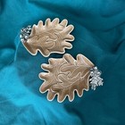 Asheville Mud Pie Oak Leaves with Silver Acorns Small Dish (set of 2) 6.5" x 5"