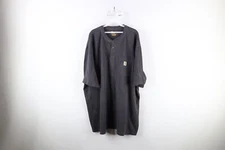 Vtg Carhartt Mens 3XL Faded Spell Out Short Sleeve Henley T-Shirt Heather Gray
