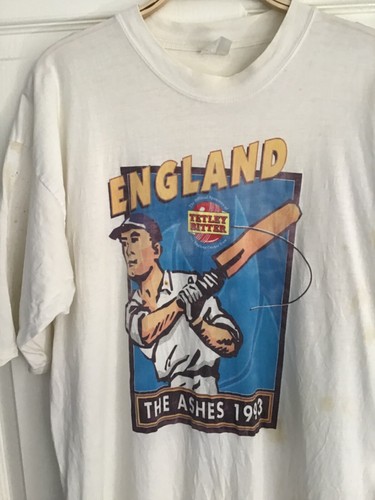 England The Ashes 1993 Tetley Bitter vintage graphic single stitch T-shirt Large - Picture 3 of 24
