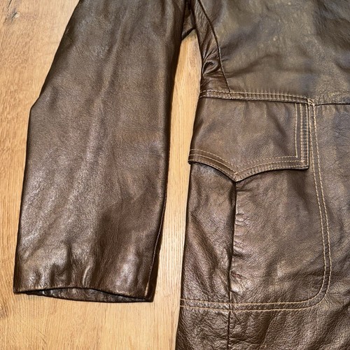 Vintage Reed Leather Jacket Trench Coat 60s 70s Disco Fight Club Mens 42 Long - Picture 13 of 21