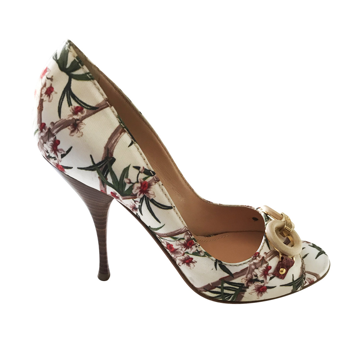 Casadei Peeptoes en Diseño Floral Sedoso Con Detalle De Bambú nos 7.5 UK 5.5 EU 38 Casadei Peeptoes en en en Diseño Floral Sedoso Con Detalle De Bambú nos 7.5 UK 5.5 EU 38 nuevo estilo
