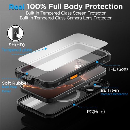 Custodia impermeabile per Apple iPhone 16 Pro Max/16/16 Plus/16 Pro antiurto cover - Foto 17 di 35
