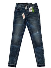 Justice Girl's Size 14 Slim Med Washed Distressed Stretch Denim Pull On Legging