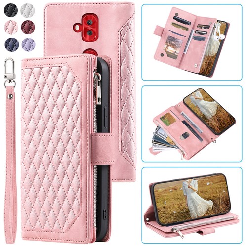 Asus Zenfone 5 Lite ZC600KL Rhombic Wallet Case Luxury Leather Zipper Flip Card - Picture 8 of 44