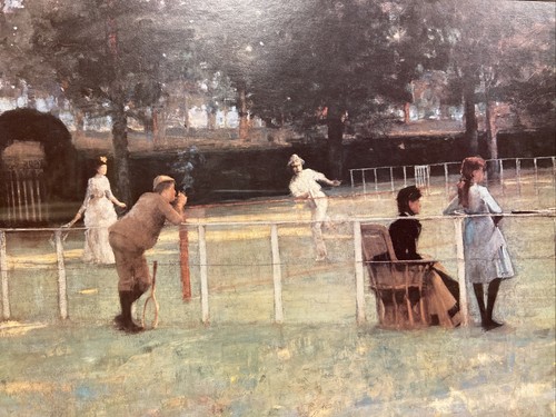Grande 10x25"" Estampado Litográfica Enmarcada Vintage ""La Fiesta del Tenis"" Sir John Lavery-1885 - Imagen 5 de 12