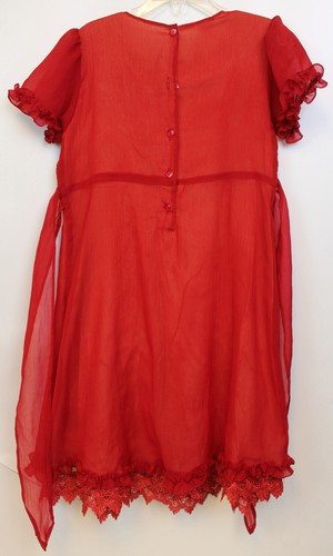 April Cornell Girl's Red Dress sz 5/6 Flower Party Holiday Lace Lined Ruffle - Picture 6 of 10