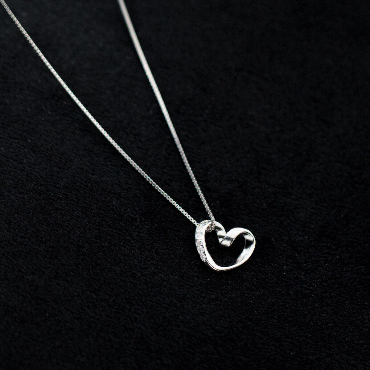 Woman Real s925 Sterling Silver Heart Starry CZ Hollow Charm Chain