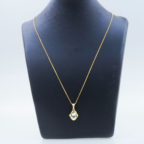 Anhänger mit Kette 333 Gold 8 Kt Gelbgold Aquamarin Wert 390,- - Bild 8 von 8