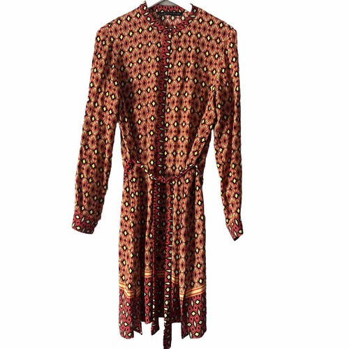 Zara Midi Kleid Bluse Damen Große Knopfleiste Langarm Mehrfarbig