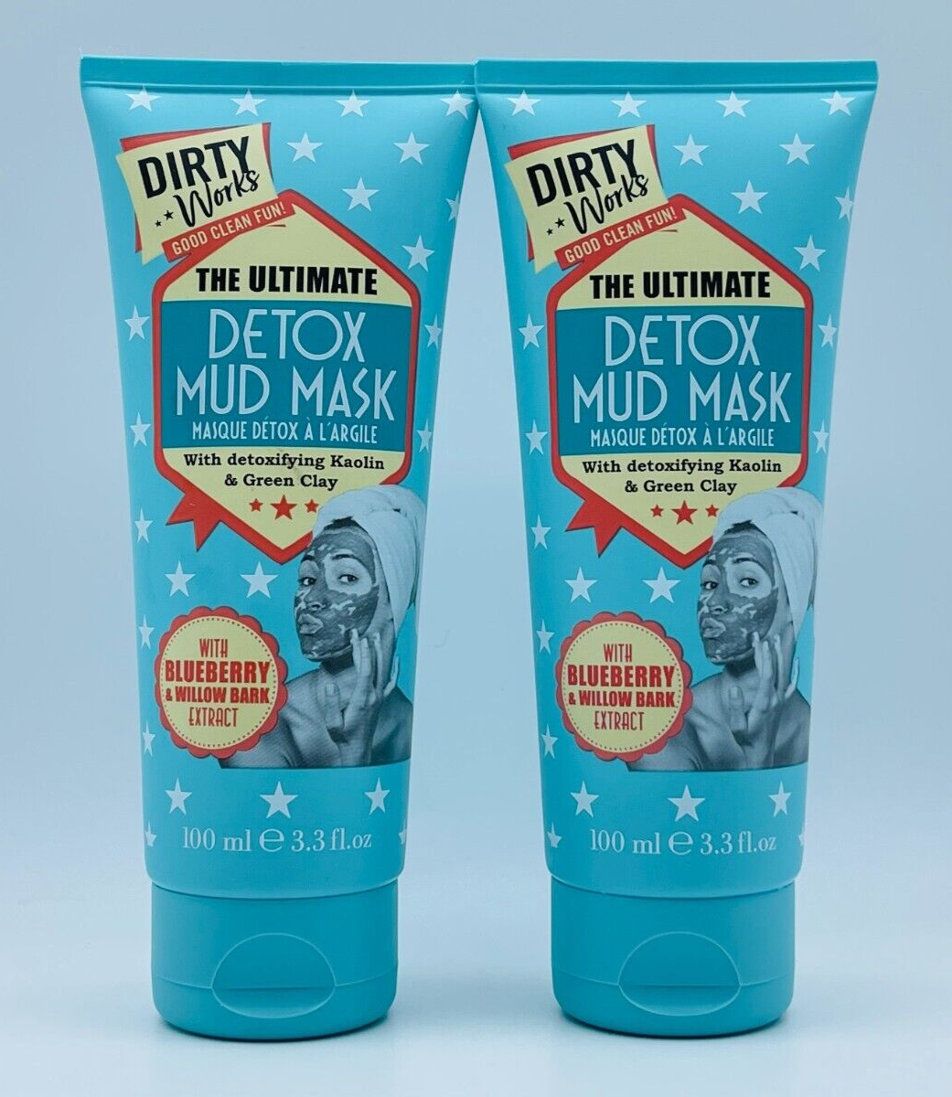 2 x Dirty Works DETOX MUD MASK Blueberry & Willow Bark Extract 3.3 oz