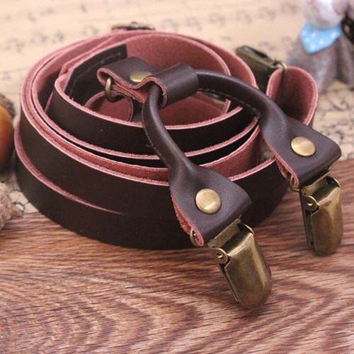 Mens Genuine Leather Adjustable Wedding Party Suspenders Y-Back Clip-On Braces - Picture 11 of 11