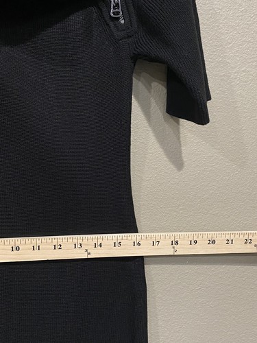 Calvin Klein Sz M Black Knit Sweater Dress Asymmetric Neck Zip Collar Womens - Picture 9 of 9