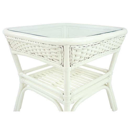 Natural Rattan Wicker ECO Handmade Design Alexa Square Coffee Table White - Picture 2 of 9