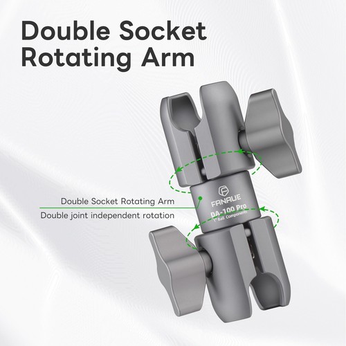 FANAUE Double Socket Swivel Arm DA-100PRO 3.7" Compatible with RAM Mounts - Picture 2 of 8