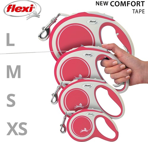 Flexi Dog Lead - Red & White. Comfort Tape. Medium - 5m (25KG). - Picture 5 of 6