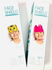 Kids Full Face Shield Mask 2 PACK Plastic Visor Clear Reusable Boys Girls Hat