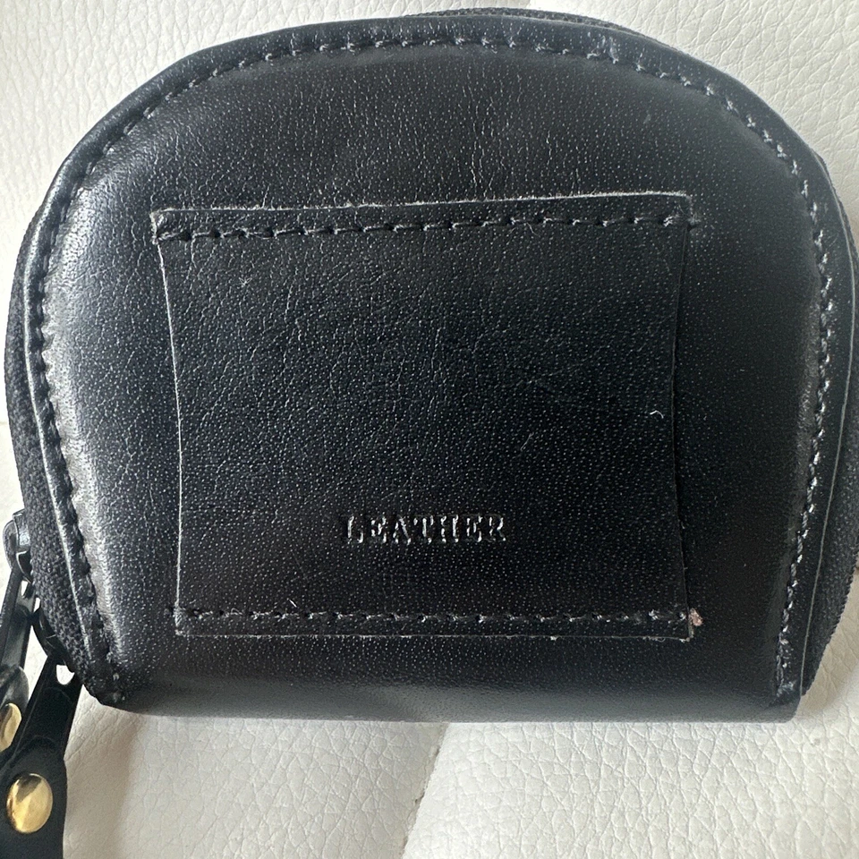 Bond Street монета чехол держатель бумажник мешок из черной кожи молнии вокруг - Изображение 3 из 4