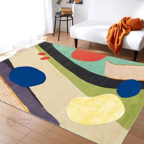 Rugs For Living Room, Hand Tufted Carpet, 8x11 Geometric Pattern Rug, Bedroom - Picture 2 of 6