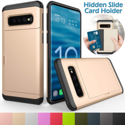 For Samsung S10 S20 S9 S8 Note 20 Sliding Hidden Card Holder