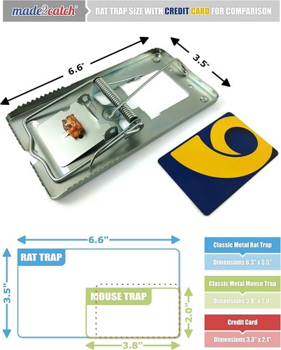 Pack of 2 Classic Metal Rat Traps Fully Galvanized - That Silver - Picture 2 of 6