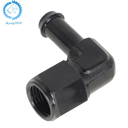 Aluminum 90 Degree 6AN Female Swivel to 3/8" Black Barb Fitting Adapter - Picture 6 of 11