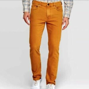 goodfellow 33x32 zipper flex slim fly jeans total mens gold
