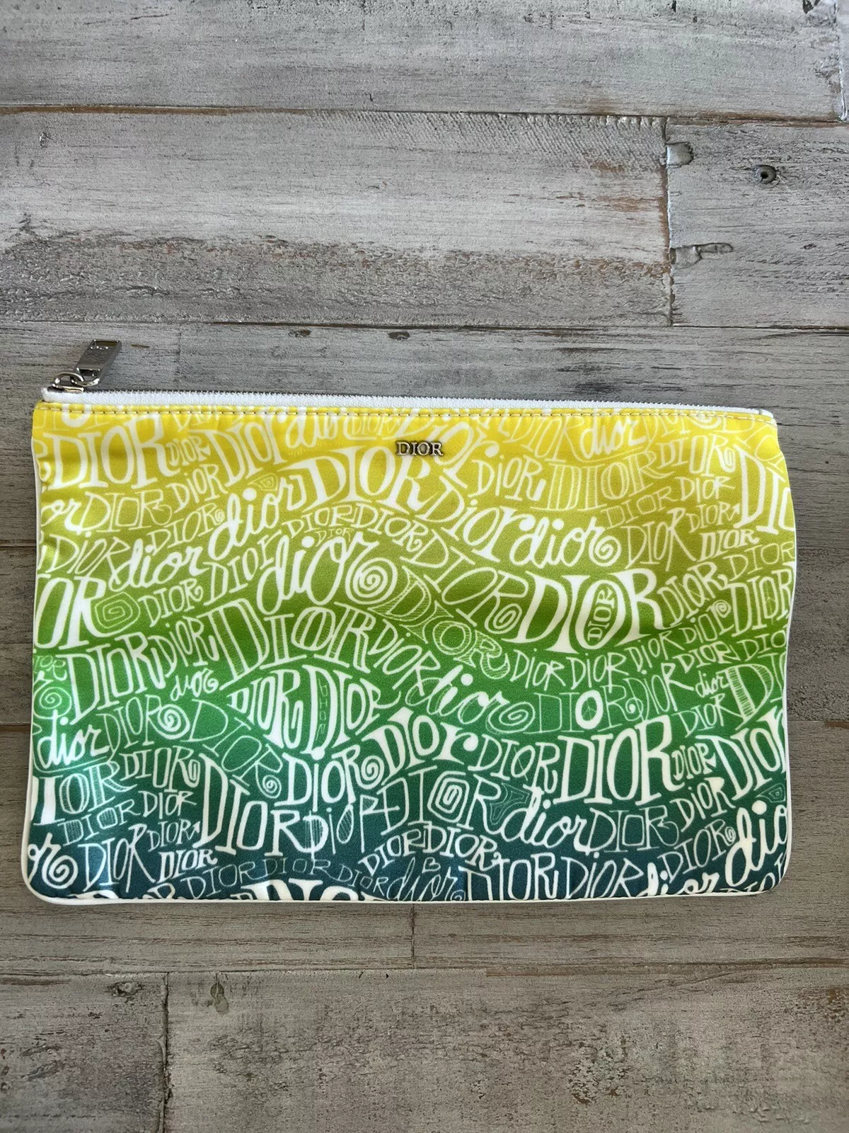 Sac d'embrayage logo total Dior STUSSY Stussy collaboration poche nylon vert/jaune