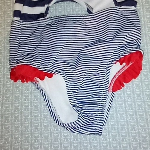 Penelope Mack 4T Girls One-Piece Cutout Swimsuit Striped w/ Cherries Sequin - Picture 5 of 7