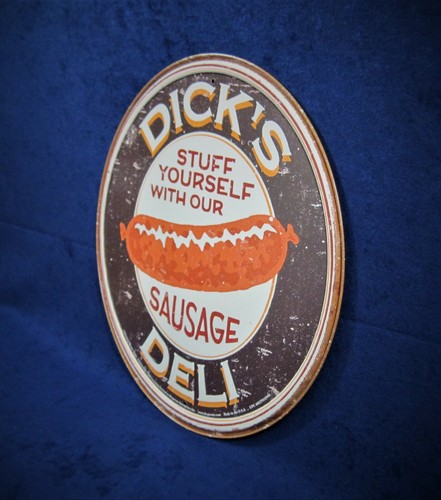 DICK'S DELI SAUSAGE - Cartel redondo de metal de estaño - Man Cave Garage Bar Pub Wall Décor - Imagen 2 de 10