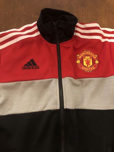 Adidas Manchester United Soccer Adult XS Zip Up Track Jacket LS Preowned - Picture 2 of 8