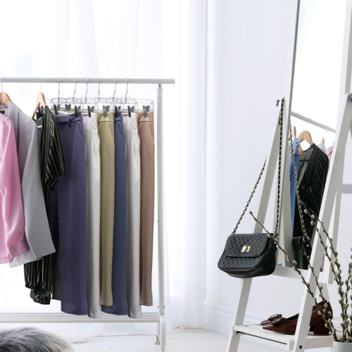 HOUSE DAY 12 Pack 14 Inch Clear Plastic Skirt Hangers with Adjustable Clips, Pa - Picture 8 of 12