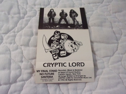 CRYPTIC LORD 3 SONG EP CASSETTE 1992 BROOKLYN NY THRASH SPEED DEATH HEAVY METAL - Picture 6 of 12