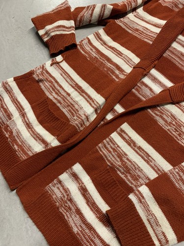 Vintage 70er Jahre gestreifte Strickjacke Kmart vorne offen orange Gr. 40 - Bild 5 von 6