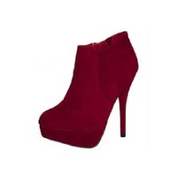 Womens Ladies Red Faux Suede Evening Wedding Platform Shoe Boots Size 6 Uk Womens Ladies Red Faux Suede Evening Wedding Platform Shoe Boots Size 6 Uk