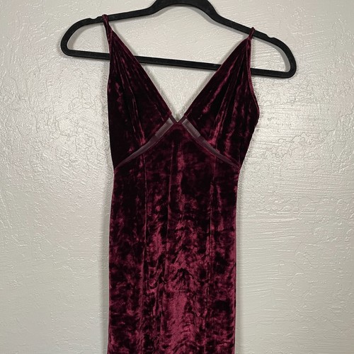 Intimately Free People Women XS Maroon Red Low Key Crushing Velvet Maxi Dress - Picture 4 of 12
