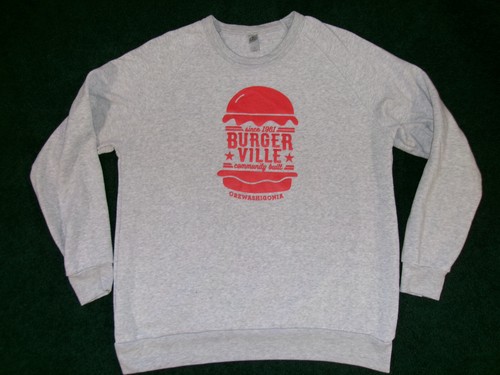 BURGERVILLE USA T SHIRT SWEAT XL PORTLAND OREGON WASHINGTON BURGER CHAIN RAYON - Picture 2 of 3