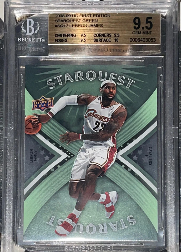 2008 LeBron James UPPER DECK STARQUEST GREEN FIRST EDITION #SQ17 BGS 9.5, 10 sub - Image 3 of 4