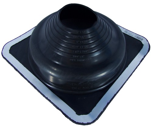 DEKTITE SQUARE PIPE FLASHING BOOT: Black EPDM Roof Flashing - Sizes #1 to #9 - Picture 7 of 10